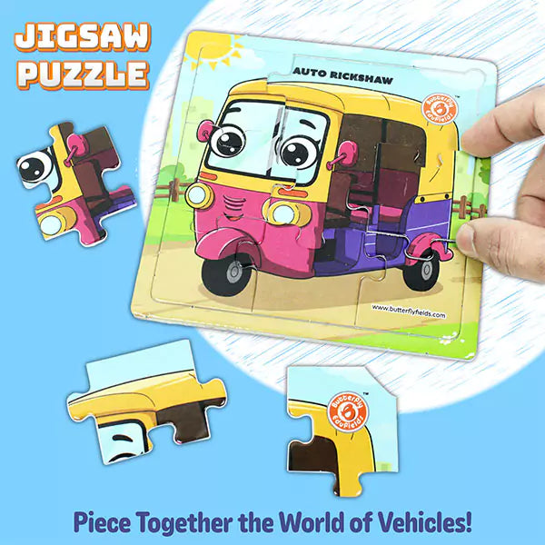 Jigsaw Puzzles for Boys & Girls – 4-Pack Vehicles (Ages 3–7)