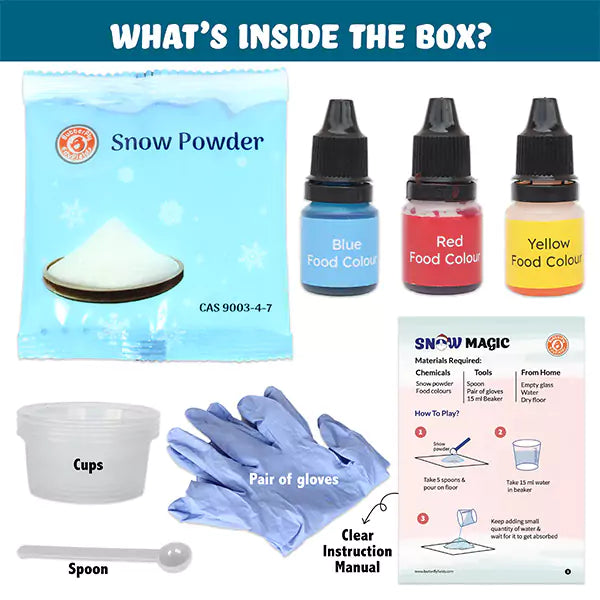 Snow Magic Science Kit for Kids, Ages 4-15, Make Instant Colourful Snowman, Non-Toxic Reusable