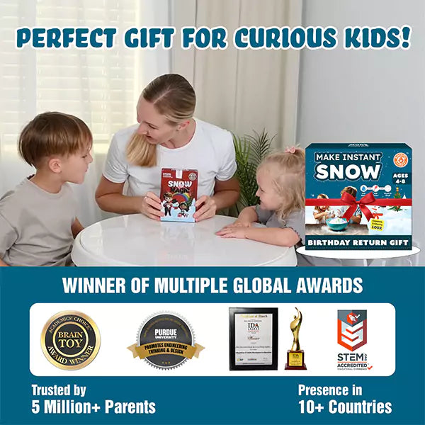 Snow Magic Science Kit for Kids, Ages 4-15, Make Instant Colourful Snowman, Non-Toxic Reusable
