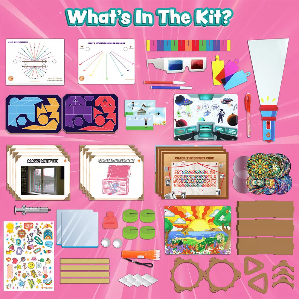 STEM Light & Color Science Kit for Girls | 25+ Experiments with Kaleidoscope, Mirrors & Spy Science | Ages 6–13