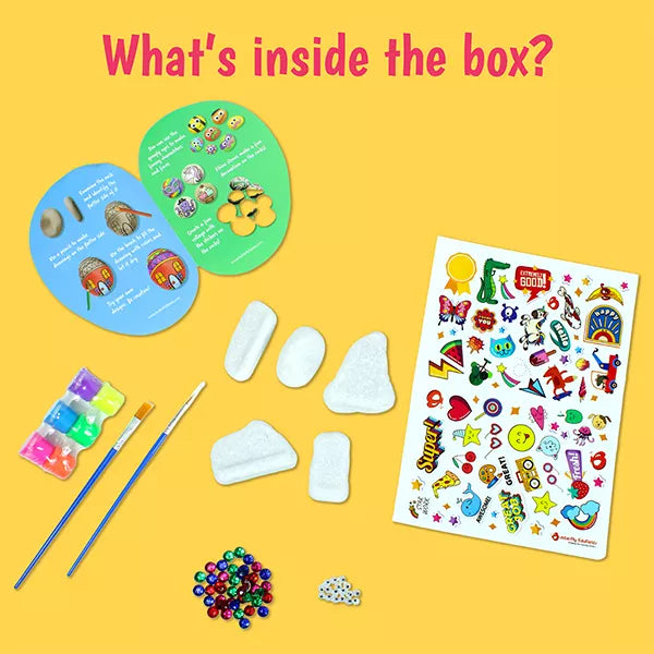 Butterfly EduFields Rock Painting Kit for Kids | DIY Arts & Crafts Set with Paints, Brushes & Decorations | Ages 4-12