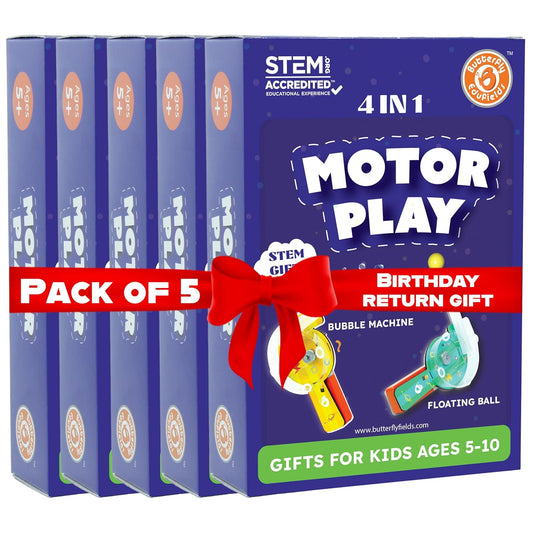 Butterfly EduFields 4in1 Motor Play Science Kit Pack of 5 | Best Birthday Return Gifts for Kids Ages 5 6 7 8 9 10 11 12 | STEM Toy | Reusable & Safe | Birthday Gift for Kids Ages 5+