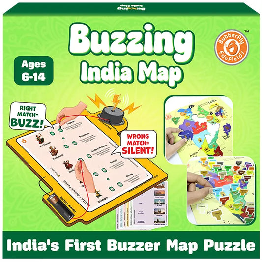 Buzzing India Map Jigsaw Puzzle for Kids 6–14 – Interactive Buzzer Quiz Game | States, Capitals, Monuments & Dance Forms