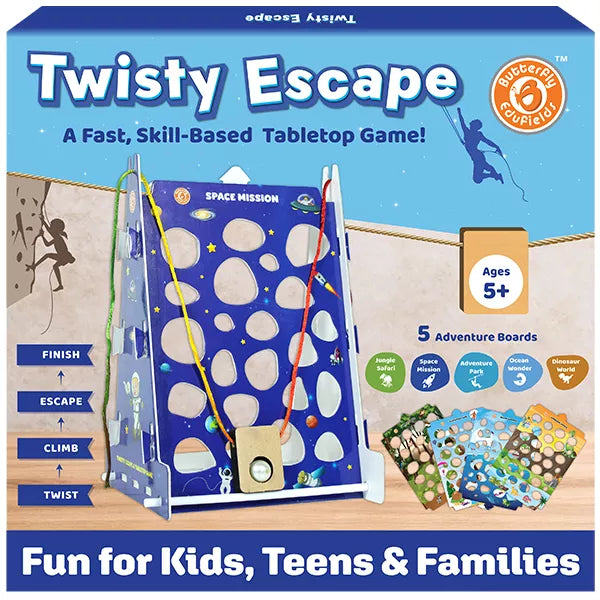 Butterfly Edufields Twisty Escape Tabletop Board Game – 5 Adventure Worlds Marble Maze & Fidget Puzzle Game | Dexterity Arcade Challenge for Kids, Teens & Adults | Fun Office Desk Toy & Gift Ages 6–99