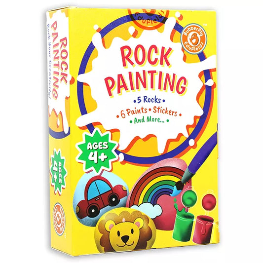 Butterfly EduFields Rock Painting Kit for Kids | DIY Arts & Crafts Set with Paints, Brushes & Decorations | Ages 4-12