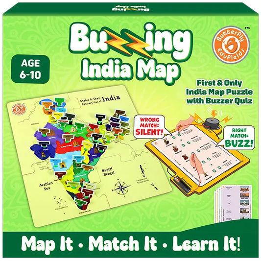 Buzzing India Map Jigsaw Puzzle for Kids 6–14 – Interactive Buzzer Quiz Game | States, Capitals, Monuments & Dance Forms
