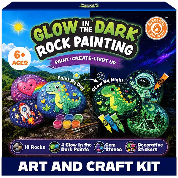 Butterfly EduFields Glow in The Dark Rock Painting Kit - Arts and Crafts