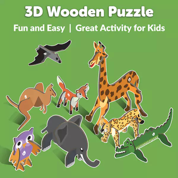 Animal Safari | 3D Wooden Puzzles for kids ages 4-6