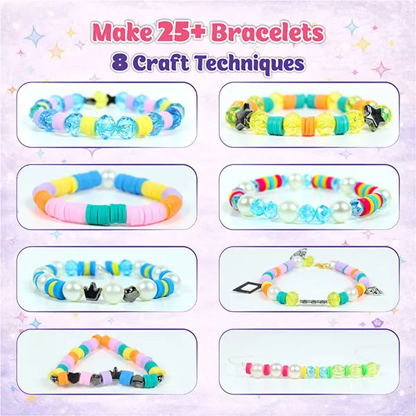 Butterfly EduFields Bracelet Making Kit for Girls Ages 8-14 | 25+ DIY Bracelets, 8 Craft Styles, Storybook | DIY Jewelry Craft Kit for Girls with 200+ Pieces, Beads, Loom, Charms, Threads, Clay, Gems