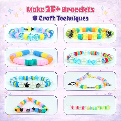 Butterfly EduFields Bracelet Making Kit for Girls Ages 8-14 | 25+ DIY Bracelets, 8 Craft Styles, Storybook | DIY Jewelry Craft Kit for Girls with 200+ Pieces, Beads, Loom, Charms, Threads, Clay, Gems