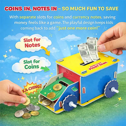 DIY Truck Piggy Bank for Kids Ages 4+ | Money Saving Box | Stores Notes & Coins | Educational STEM Birthday Gift for Boys & Girls 5 6 7 8 9 10 Years | 50+ Snap-Fit Parts | No Mess