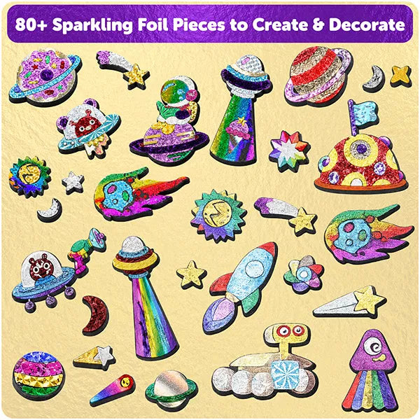 Butterfly EduFields Foil Art Craft Kit for Kids 4-8 Years | Space Theme Creative Activity Kit