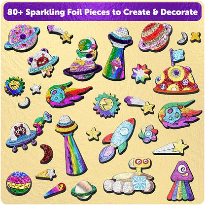 Butterfly EduFields Foil Art Craft Kit for Kids 4-8 Years | Space Theme Creative Activity Kit