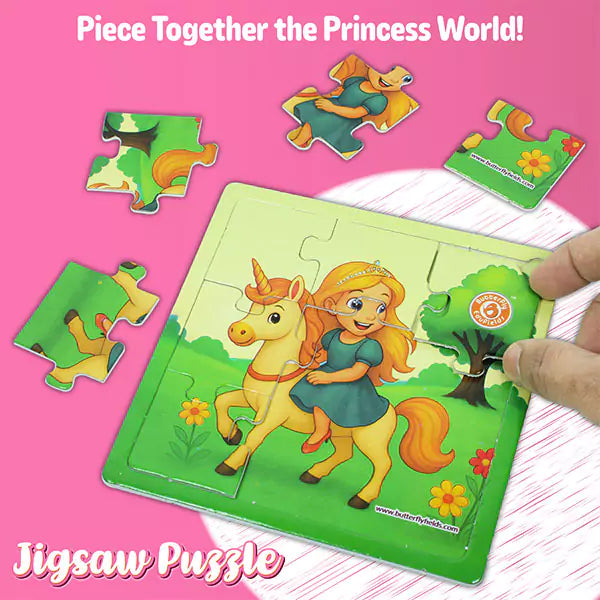 Princess & Unicorn Jigsaw Puzzles for Kids Ages 3-7 | reschool Educational Puzzles Boards Toys Gifts for Boys Girls & Coloring Sheets