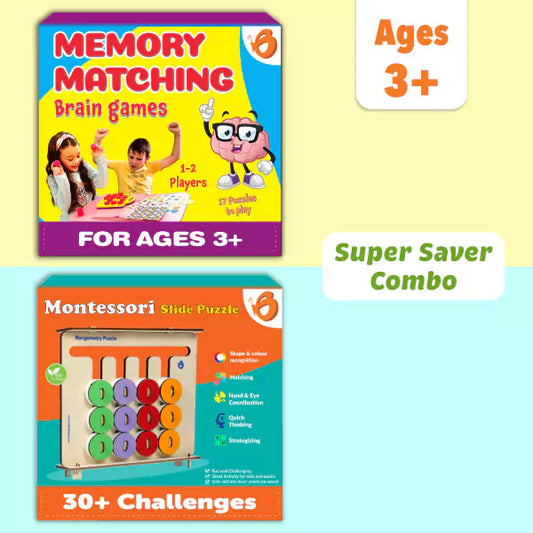 Brain Boost Toy Combo | Memory Game + Montessori Puzzle for Kids 3+ Years