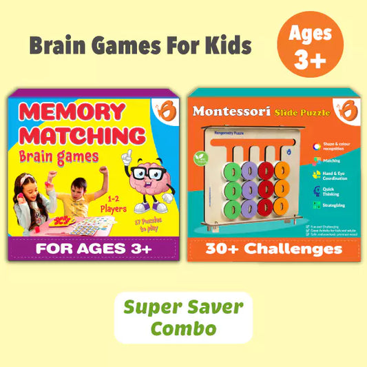 Brain Boost Toy Combo | Memory Game + Montessori Puzzle for Kids 3+ Years