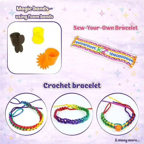 Butterfly EduFields Bracelet Making Kit for Girls Ages 8-14 | 25+ DIY Bracelets, 8 Craft Styles, Storybook | DIY Jewelry Craft Kit for Girls with 200+ Pieces, Beads, Loom, Charms, Threads, Clay, Gems