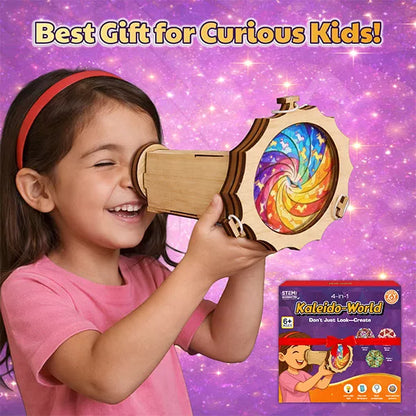 Butterfly EduFields 4in1 KaleidoWorld DIY Wooden Kaleidoscope Toy for Kids 6+ | Infinite Patterns - Space, Aqua, Unicorn, Jurassic | Magic Rotating & Fillable Kaleidoscope Kit | Best Gifts for Kids