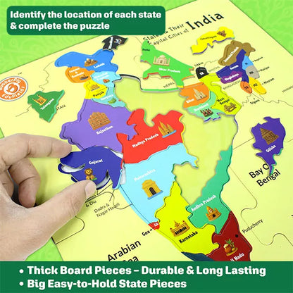 Buzzing India Map Jigsaw Puzzle for Kids 6–14 – Interactive Buzzer Quiz Game | States, Capitals, Monuments & Dance Forms