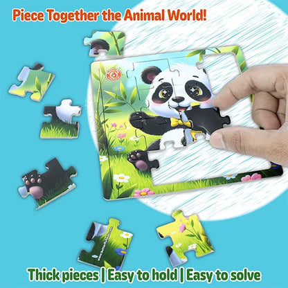 4-in-1 Animals Jigsaw Puzzle Set for Kids 3–7 Years | 38 Pcs Preschool Educational Toy with Coloring Worksheets