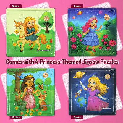 Princess & Unicorn Jigsaw Puzzles for Kids Ages 3-7 | reschool Educational Puzzles Boards Toys Gifts for Boys Girls & Coloring Sheets