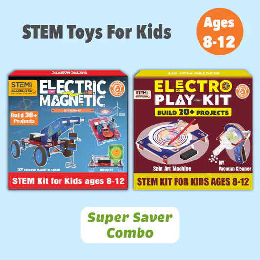 STEM Science Kit Combo for Kids 8-12 | 100+ DIY Projects | Electromagnetic + ElectroPlay Kits
