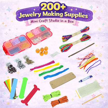 Butterfly EduFields Bracelet Making Kit for Girls Ages 8-14 | 25+ DIY Bracelets, 8 Craft Styles, Storybook | DIY Jewelry Craft Kit for Girls with 200+ Pieces, Beads, Loom, Charms, Threads, Clay, Gems