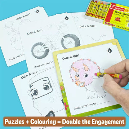 4-in-1 Animals Jigsaw Puzzle Set for Kids 3–7 Years | 38 Pcs Preschool Educational Toy with Coloring Worksheets