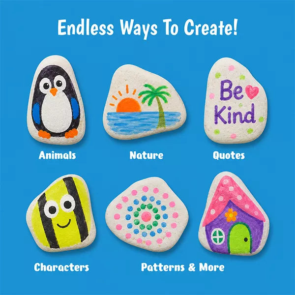 Butterfly EduFields Rock Painting Kit for Kids | DIY Arts & Crafts Set with Paints, Brushes & Decorations | Ages 4-12