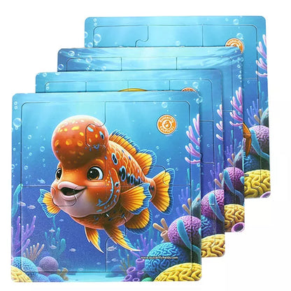 4-in-1 Sea Creatures Jigsaw Puzzle Set for Kids 3–7 Years | 38 Pcs Preschool Learning Toy with coloring sheets