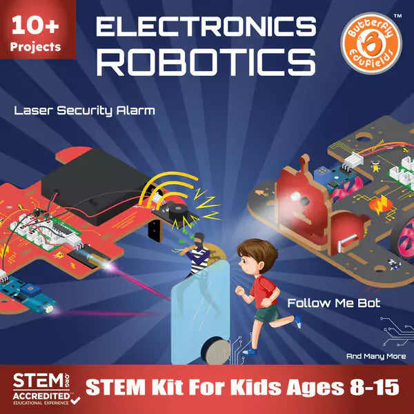 ButterflyEdufields 10in1 STEM Robotics kit | Robot Toys for Kids Ages 8 9 10 11 12 Years Old Boys Girls | 50+ Parts, Electronics Sensor Modules | No Coding Required | Birthday Gift for Kids Ages 8+