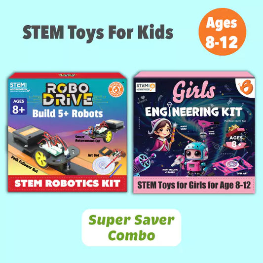 STEM Robotics + Engineering Kit Combo | DIY Science Toys for Kids (Ages 8-14)