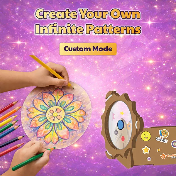 Butterfly EduFields 4in1 KaleidoWorld DIY Wooden Kaleidoscope Toy for Kids 6+ | Infinite Patterns - Space, Aqua, Unicorn, Jurassic | Magic Rotating & Fillable Kaleidoscope Kit | Best Gifts for Kids