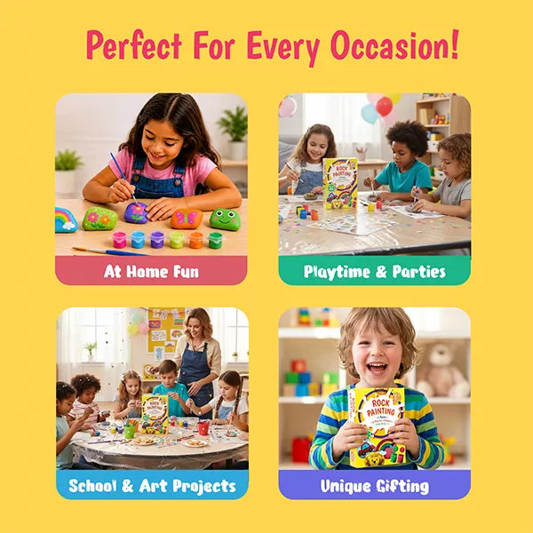 Butterfly EduFields Rock Painting Kit for Kids | DIY Arts & Crafts Set with Paints, Brushes & Decorations | Ages 4-12