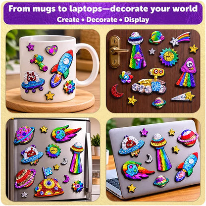 Butterfly EduFields Foil Art Craft Kit for Kids 4-8 Years | Space Theme Creative Activity Kit