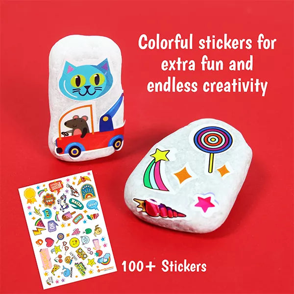 Butterfly EduFields Rock Painting Kit for Kids | DIY Arts & Crafts Set with Paints, Brushes & Decorations | Ages 4-12