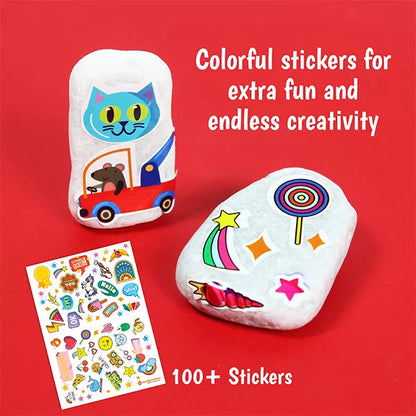 Butterfly EduFields Rock Painting Kit for Kids | DIY Arts & Crafts Set with Paints, Brushes & Decorations | Ages 4-12