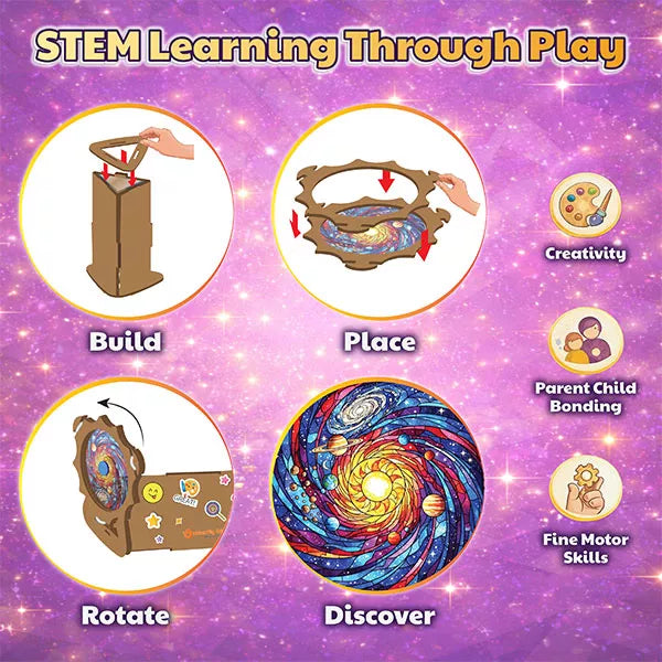 Butterfly EduFields 4in1 KaleidoWorld DIY Wooden Kaleidoscope Toy for Kids 6+ | Infinite Patterns - Space, Aqua, Unicorn, Jurassic | Magic Rotating & Fillable Kaleidoscope Kit | Best Gifts for Kids