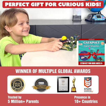 DIY Catapult Shooter Science Kit (Pack of 6) | Best Birthday Return Gifts for Kids Ages 8-12 | Catapult + Hand Shooter 2in1 Play STEM Toy | Aim & Shoot | Reusable & Safe