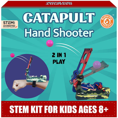 DIY Catapult Shooter Science Kit (Pack of 6) | Best Birthday Return Gifts for Kids Ages 8-12 | Catapult + Hand Shooter 2in1 Play STEM Toy | Aim & Shoot | Reusable & Safe