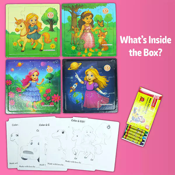 Princess & Unicorn Jigsaw Puzzles for Kids Ages 3-7 | reschool Educational Puzzles Boards Toys Gifts for Boys Girls & Coloring Sheets