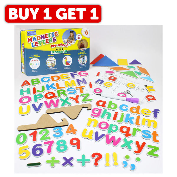 90+ pcs Magnetic Alphabets Numbers Shapes Puzzle | 3-5 years