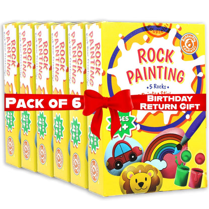 Butterfly EduFields Rock Painting Kit Pack of 6 | DIY Arts & Crafts Return Gift Set for Kids Ages 4–10