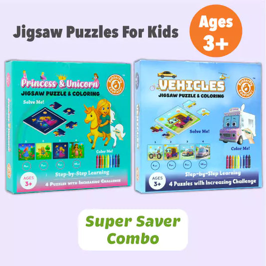 Butterfly Edufields Jigsaw Puzzle Combo – 8-in-1 Vehicles, Princess & Unicorn puzzle Set for Kids (Ages 3–7)