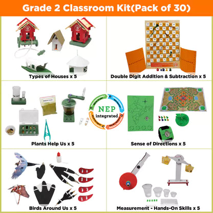 Class 2 NEP-Aligned STEM Classroom Set | 30 Kits (6 Topics x 5 Kits)